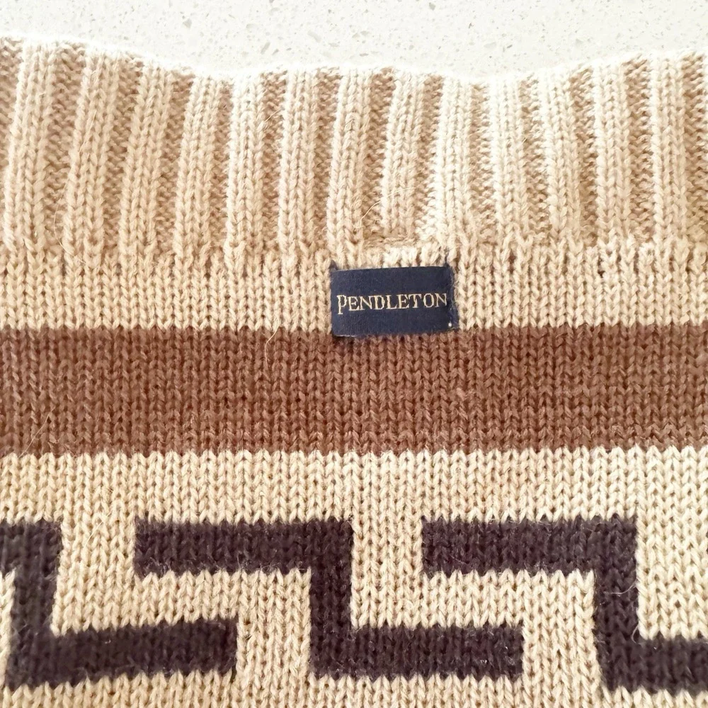 Pendleton Cream and Brown Patterned Dog Sweater
